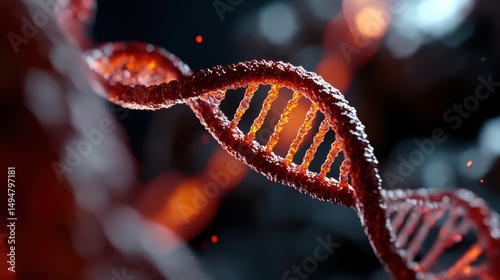 DNA Helix Structure: Captivating visualization of a DNA helix, a fundamental element of life, with intricate detail and vibrant lighting showcasing the double helix structure.