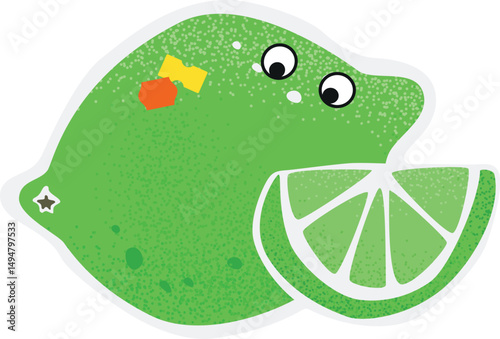 Lime with Eyes Funny Fruit Character Sticker