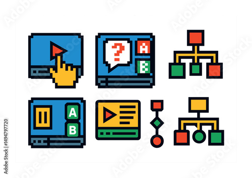 Interactive video icon set for digital media design and user interface concepts