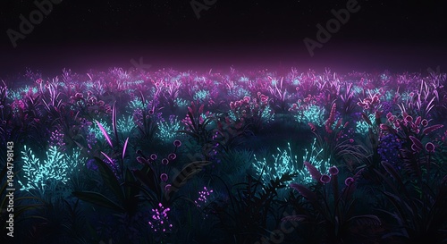 Enchanted meadow under starlit indigo night