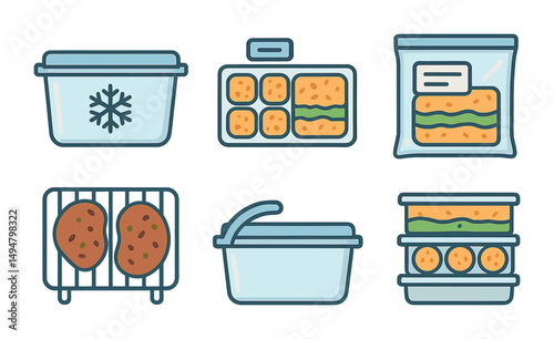 Food storage and preservation icons set – linear, outline, kitchen and container tools
