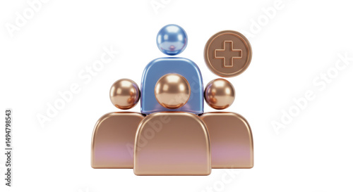 Isolated Team Building Icon with Figures and Add Member Plus Symbol