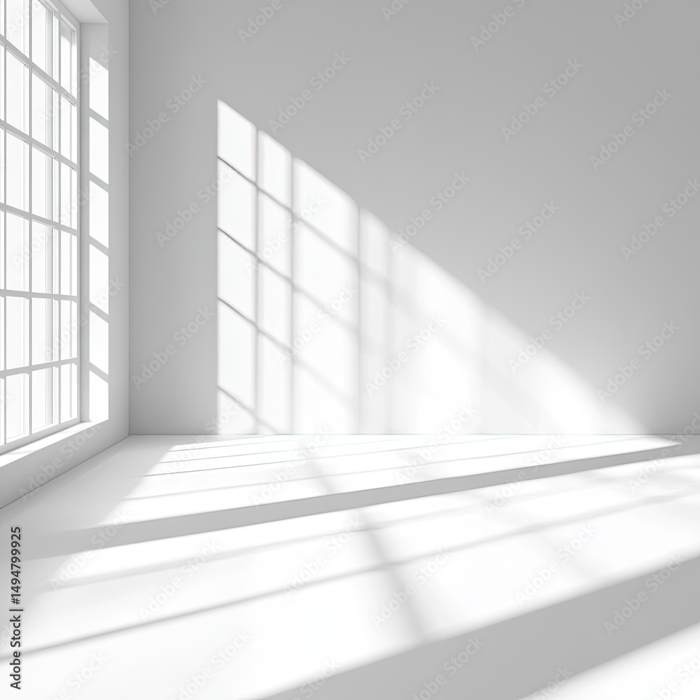 Fototapeta premium Empty room with large window and shadows