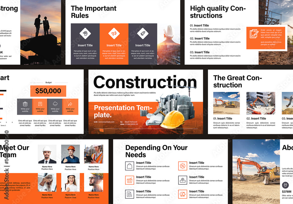 Construction Presentation Template Stock Template | Adobe Stock