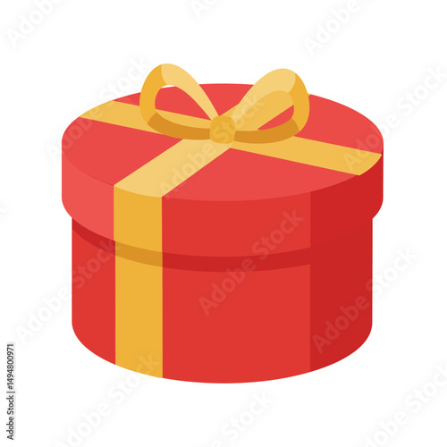 Elegant Red Round Gift Box with Yellow Ribbon – Festive and Decorative Packaging