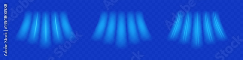 Set of fresh air flow, conditioner light blue lines vector illustration