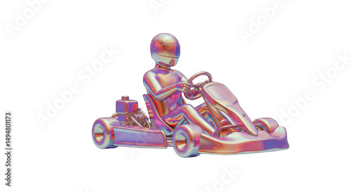 Isolated Sleek Metallic Go-Kart Racer