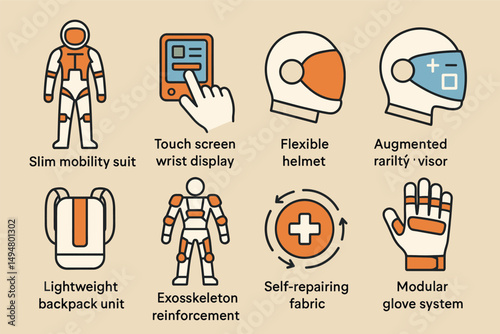 Futuristic technology flat icons set – gadgets, innovation and modern design symbols