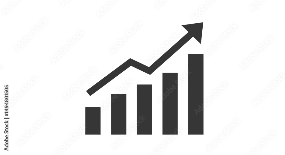 Business Growth Bar Chart with Upward Arrow Showing Positive Trend Business Growth Bar Chart with Upward Arrow Showing Positive Trend