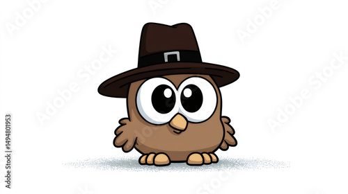 Cute cartoon owl wearing a detective hat photo