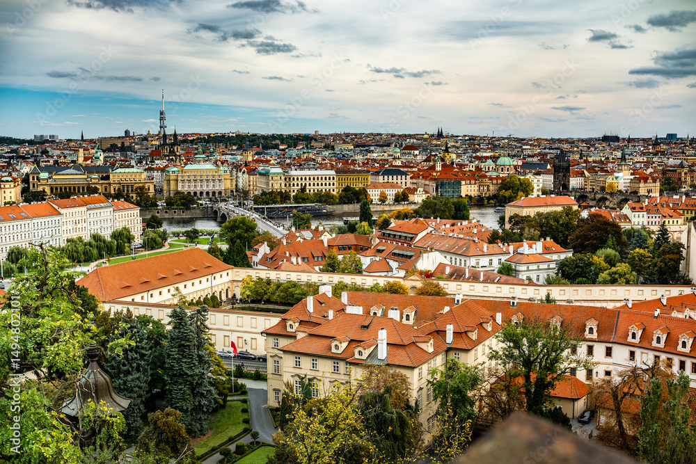 Obraz premium Amazing Panoramic View Of An Old Town Of Prague