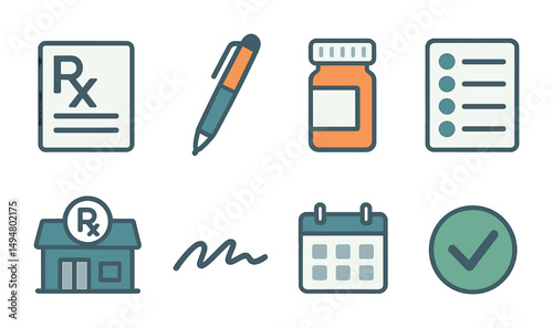 Pharmacy and prescription outline icons set – healthcare, medicine, drugstore symbols