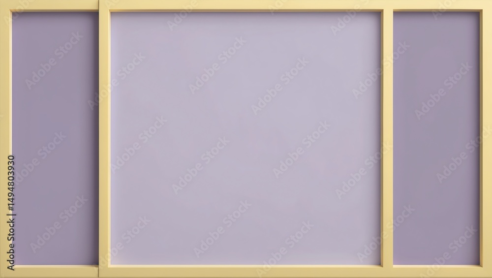 Fototapeta premium Modern Wall Decor with Lavender Panels and Golden Frame Minimal Design