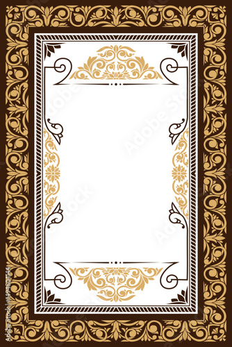 Decorative ornate retro floral blank card template