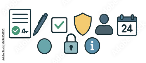 Office and administration icons set - outline, linear, business essentials