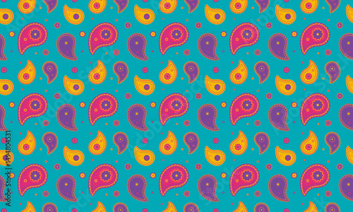 Native oriental of seamless pattern costume. Effortless rich at leaf effect. Paisley design in ethereal colours.