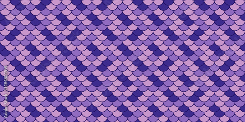 Elegant seamless pattern of overlapping scales in shades of purple.  Perfect for backgrounds, textures, or design elements, evoking themes of fantasy, luxury, and mystery.