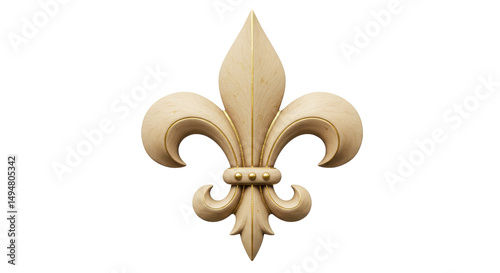 Isolated Fleur-de-lis Ornament with Golden Details Classic Design
