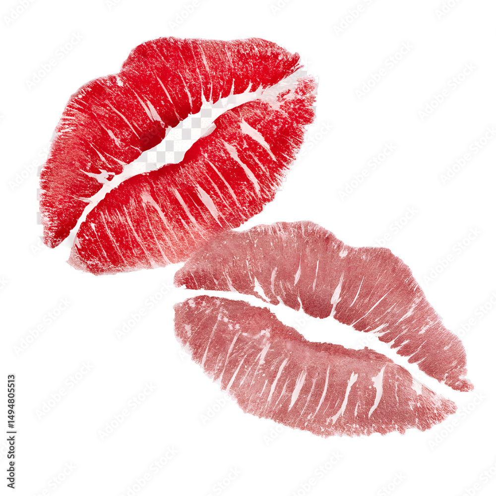Fototapeta premium kissing lipstick marks isolated on transparent background