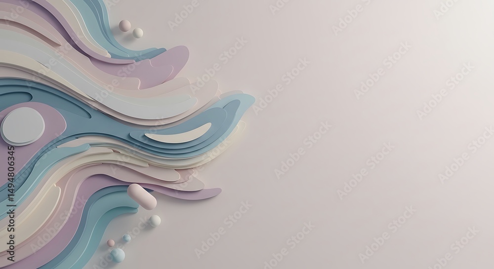 Naklejka premium Soft pastel abstract layered wave design