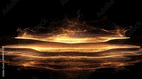 Golden particles gather into a multi-layered platform