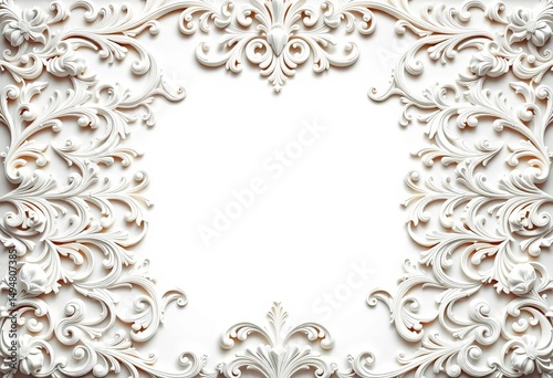 Wallpaper Mural Intricate white baroque-style background with ornate swirls and flourishes, art, graphic Torontodigital.ca