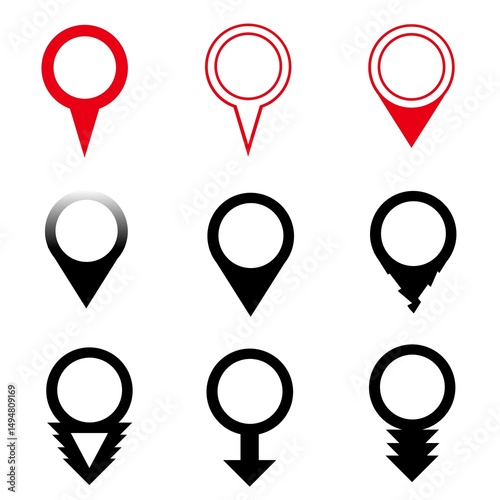 set of map pointers. Simple pin marker design. Vector illustration 