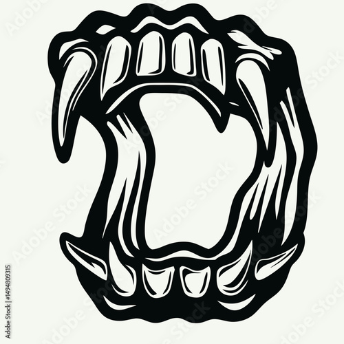 Vector Illustration of Open Vampire Fangs