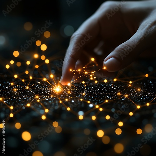 Hand interacting with network
