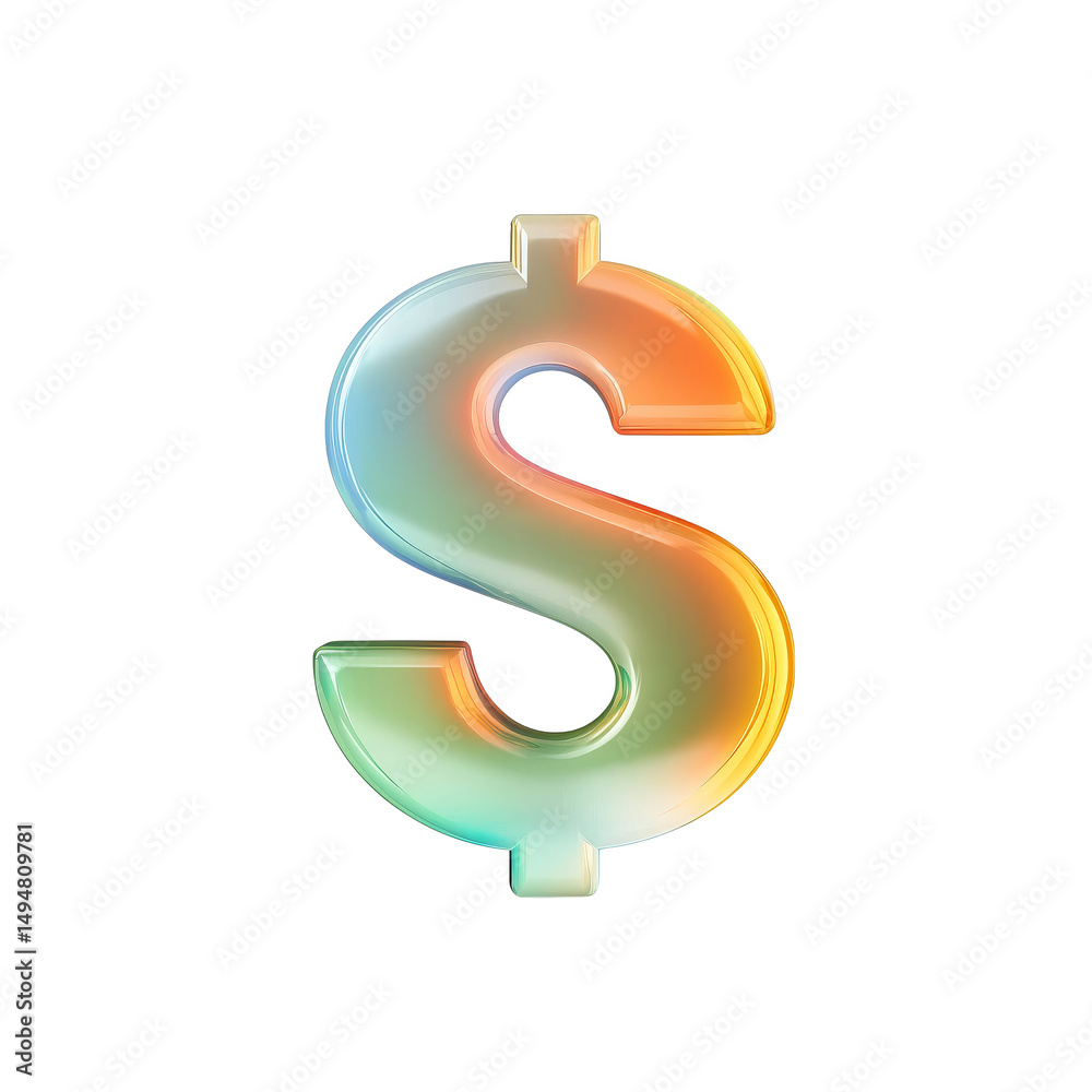 Colorful illuminated dollar sign symbol representing finance, money, or economic concepts with vibrant glow effect Colorful illuminated dollar sign symbol representing finance, money, or economic concepts with vibrant glow effect