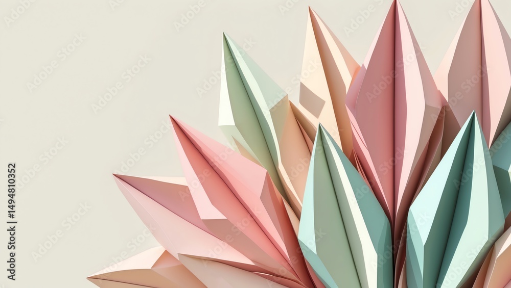 Obraz premium Abstract Pastel Paper Art with Sharp Edges and Neutral Background