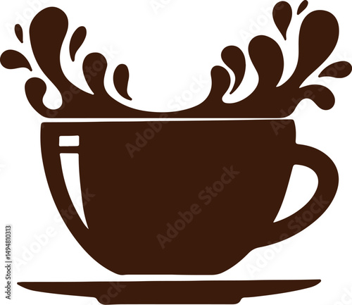 hot coffee mug silhouette painting