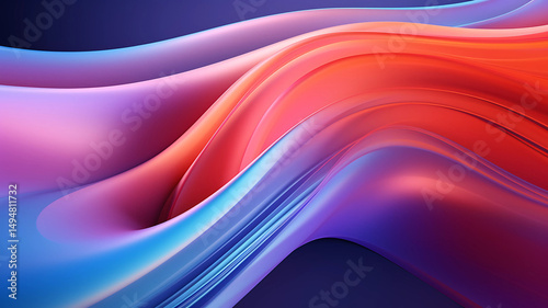 Colorful 3D Abstract Wave Background with Vibrant Gradient Lines and Fluid Motion
