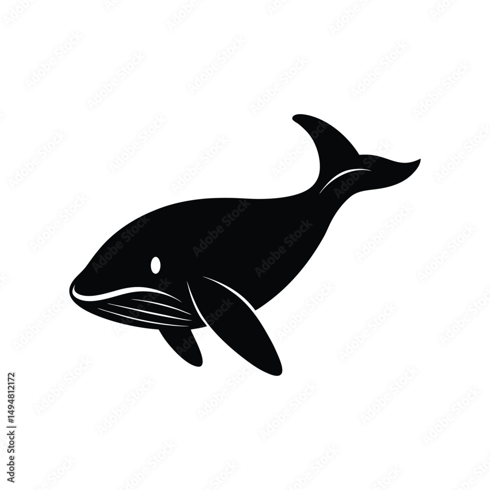 Fototapeta premium Silhouette of a whale head on white background