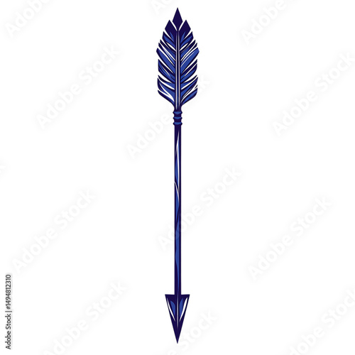 Modern Arrow with Precise Lines in Crisp Royal Color Isolated on Transparent Background
