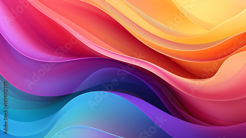Colorful 3D Abstract Wave Background with Vibrant Gradient Lines and Fluid Motion