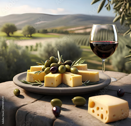 red wine and cheese