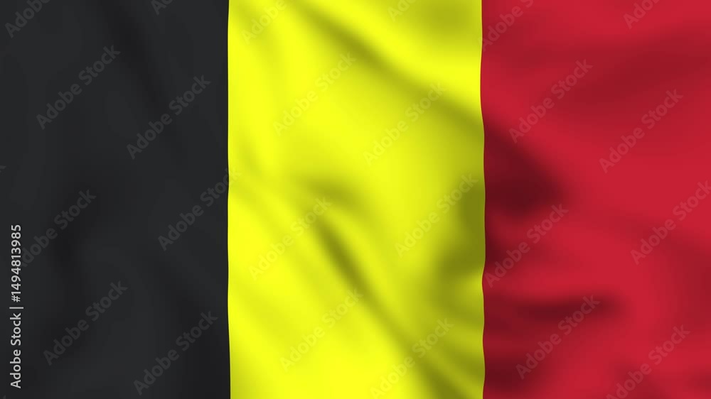 Belgium flag waving loop animation 4K video National symbol.