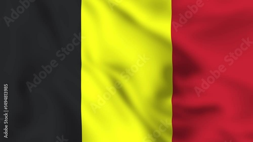 Belgium flag waving loop animation 4K video National symbol.