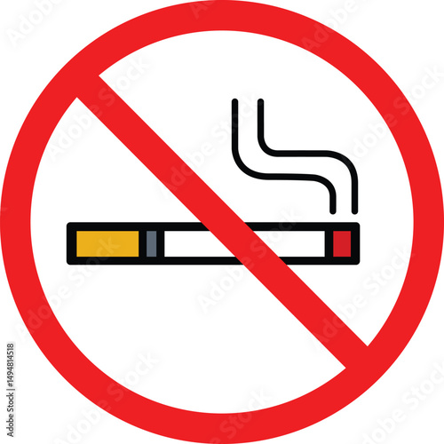 No smoking icon.Forbidden Prohibited Warning, caution, attention, restriction label danger. No cigarette vector icon.
