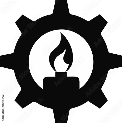 Candle On Gear Silhouette Vector Illustration 