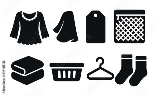 Fashion and clothing solid icons set – filled, wardrobe, apparel design symbols