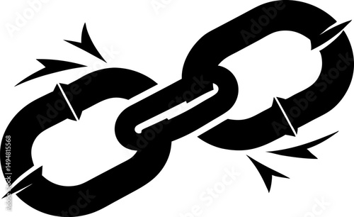 Chain Link Broken Silhouette Vector Illustration
