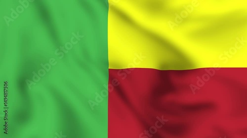 Benin flag waving loop 4K animation video National symbol.
