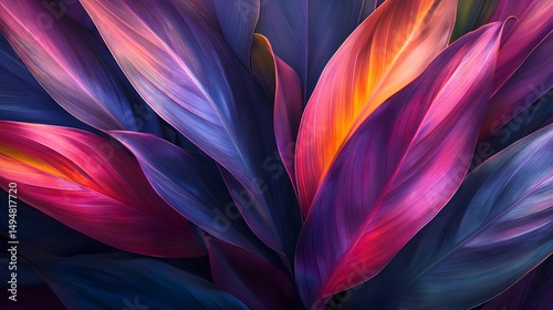 Wallpaper Mural Vibrant close-up of overlapping plant leaves in a dynamic arrangement. Torontodigital.ca