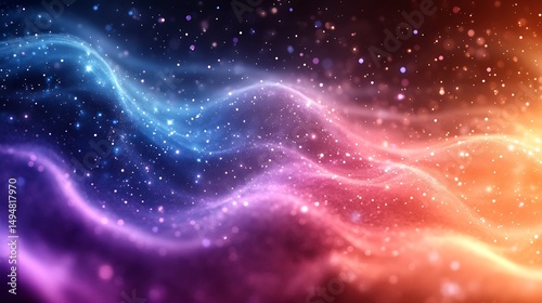 Abstract cosmic waves of vibrant color