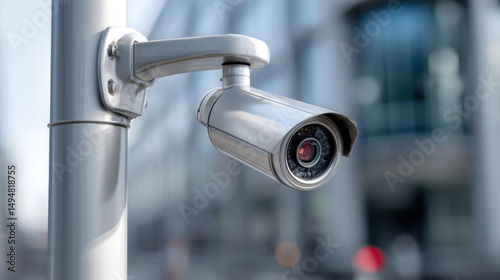 A security camera is mounted on a pole