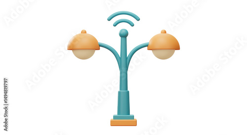 Isolated Smart Streetlight with WiFi Icon