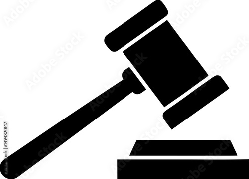 Gavel With Block Silhouette Vector Illustration 