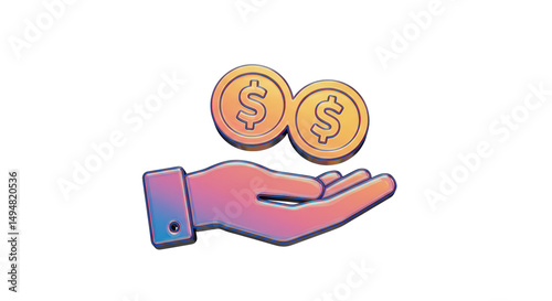 Isolated Hand Holding Coins